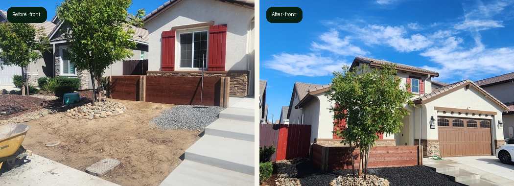 Manteca front yard before and after